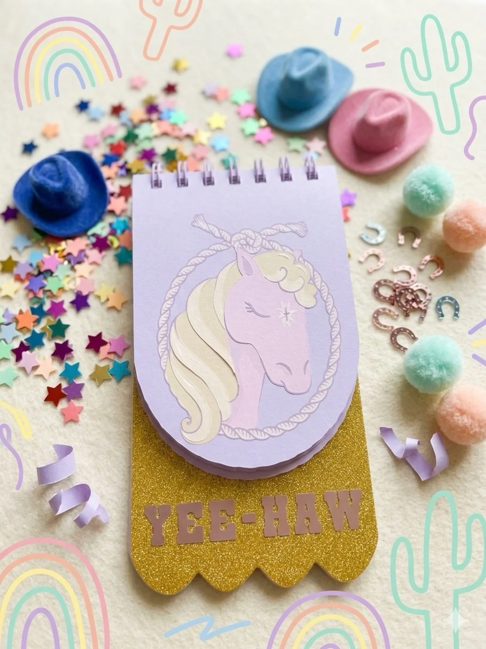 Pink & Gold Unicorn 'Yee-Haw' Mini Notepad- NWOT 100 sheets
